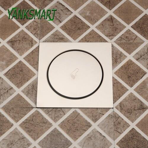 YANKSMART Bathroom Shower Bathtub Floor Stainless Steel Drain Filter Sink Strainer Water Square 15*15 cm Drainage