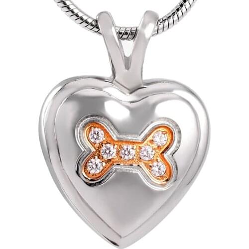 IJD8017 Reliable Quality Stainless Steel Shiny Dog Bone Pet Cremation Jewelry In Pendant Necklace Women