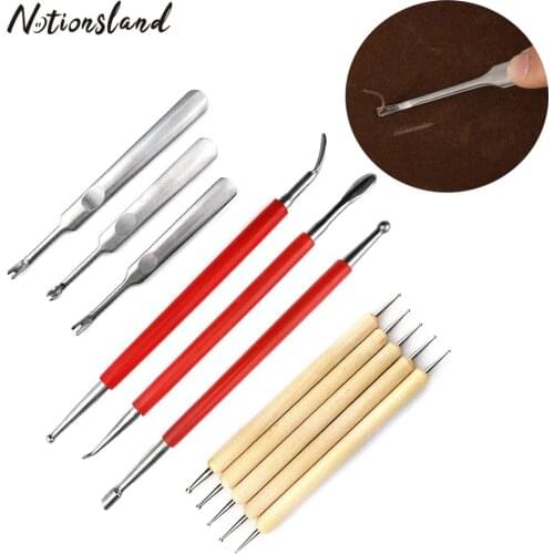 11Pcs/Set Leather Craft Carving Tool Modeling Point Stylus Modelling Carving Tool DIY Leather Press Rub/Edge Skiving Press Tool