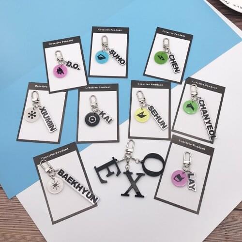 K-Pop EXO PLANET #5 Concert Keychain Xiumin Baekhyun Keyring Fashion Bag Pendant Charm Jewelry