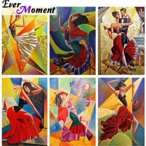 Ever Moment Diamond Painting 5D DIY Full Square Drill Abstract Woman Dog Dance Rhinestone Mosaic Diamond Embroidery ASF1859