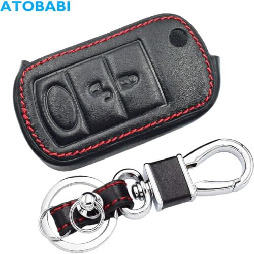 Leather Car Key Case For Land Rover Range Rover Sport LR3 Discovery 3 Buttons Folding Remote Fob Protector Cover Keychain Bag
