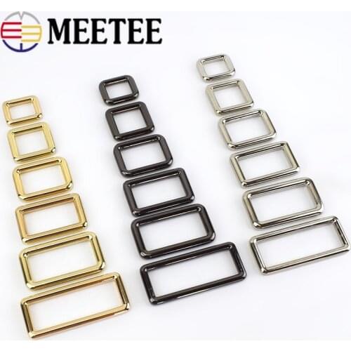 Meetee 5pcs 12-50mm Metal Square O D Ring Buckles Bag Adjustable Buckle DIY Backpack Straps Shoes Garment Leather Accessories