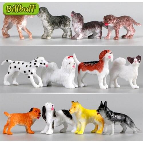 12Pcs Mini Simulation Family Pet Dog Plastic Action PVC Model Dog Figures Collection Doll Educational Toy for children Kids Gift