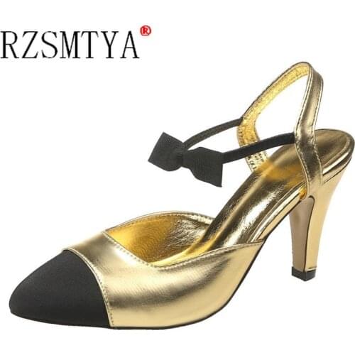Fashion High Heels 2021 New Women Shoes Black, Gold Pointed Toe Bow High Heel Women Shoes Sexy Party Shoes Ladies Shoes Sandals