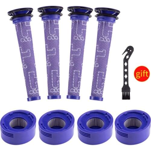 Washable 4 Pack Pre-Filters and 4 Pack HEPA Post-Filters Replacements Compatible Dyson V8 and V7 Wireless vacuum cleaner