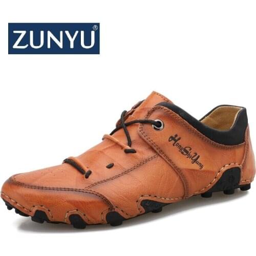 ZUNYU Big Size 38-48 New Mens Casual Shoes Handmade Leather Men Loafers Classic Moccasins Outdoor Breathable Non-slip Men Shoes
