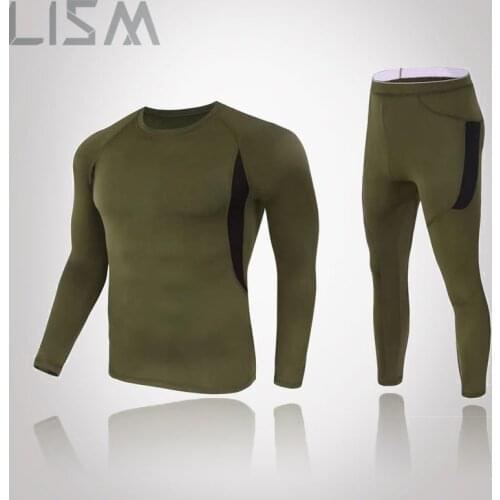 Mens Base Long Underwear Sweat-Absorbent Quick-Drying Breathable Leggings Wool Thickened Outdoor Sports Running Fitness Clothes