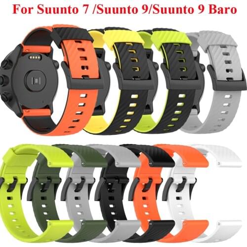 Soft Silicone Watch Band Strap for SUUNTO 9 Baro 24mm Bands Outdoor Sport Silicone Smartwatch Belt for SUUNTO 7/D5/Spartan Sport