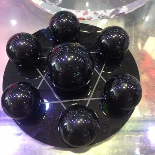 Natural Obsidian seven star array Feng shui Obsidian Crystal Ball Decoration