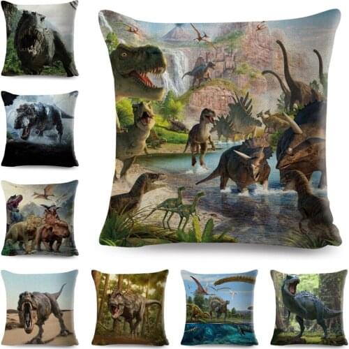 Jurassic Dinosaur Triceratops Cushion Cover Decor Wild Animal Print Pillowcase Polyester Pillow Case for Car Sofa Home 45x45cm