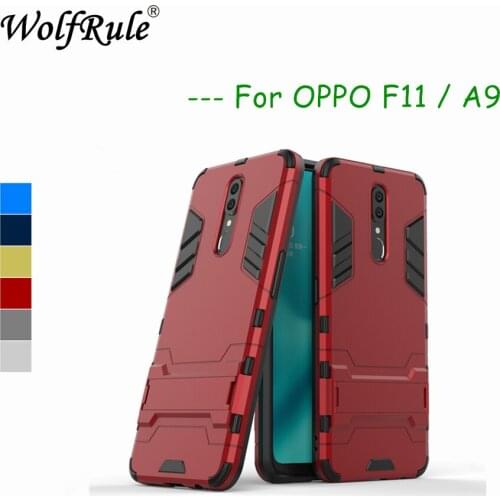 OPPO F11 Phone Cases OPPO A9 Cover Soft Silicone + Plastic Kickstand Fitted Case For OPPO A9 / F11 Case 6.53" WolfRule