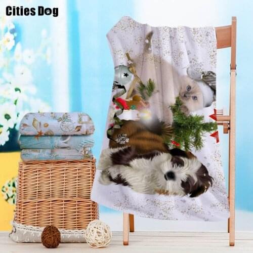 Beach towel christmas decorations for home Animal dog Microfiber Travel outdoors Sports Swimming Camping Bath Yoga Mat Blanket