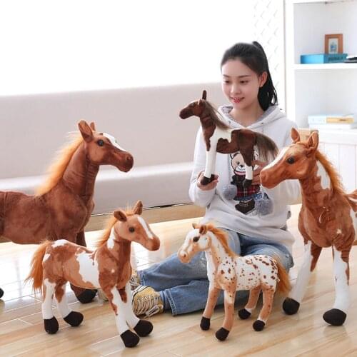 Plush Simulation Horse Toy 4 Styles Stuffed Animal Doll Baby Kids Birthday Gift Home Shop Decor Triver High Quality Toy