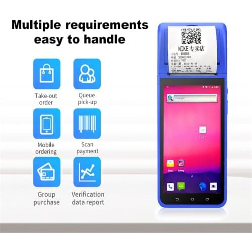 Pos Terminal Android PDA Handheld receipt bill printer 2G 3G WIFI BT Mobile Printer 58mm Wireless Terminal 1D 2D Barcode Reader