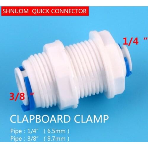 1/4" Tube - 3/8" OD Tube PE Pipe Straight Bulkhead Fittings Quick Connector Division Plate RO Water Purifier Diameter Change