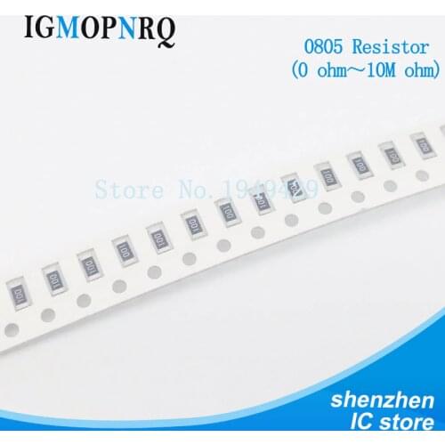 100pcs 0805 5% 1/8W resistor SMD chip 0R ~ 10M 0 1R 10R 100R 220R 330R 470R 47 10 1K 4.7K K K 100K 1M 10M 0 1 10 100 330 470 ohm
