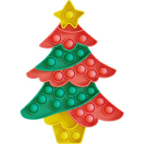 Christmas Tree Rainbow Silicone Push Bubble Fingertip Toys Anti-Stress Set Stress Reliever Squeeze Crafts Adults Kids SensoryToy
