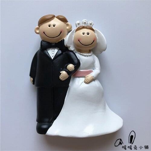 Wedding wedding decoration wedding doll resin refrigerator stickers stereo magnet 7.5x6.3cm