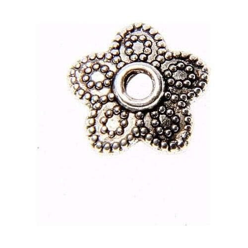 Tibetan silver plated flower crafted end bead caps 200pcs EF3533