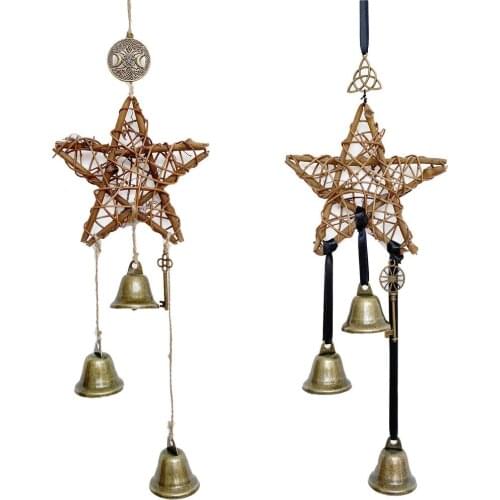 Witch Bells Pentagram Magic Protection Good Luck Banish Evil Witch Gothic Jewelry Door Decor Occult Jewelry Pendant Decoration