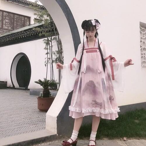 Vintage palace Girl Dress Sweet Cute kawaii Victoria op Chinese elements printing embroidery Chinese style Lolita OP dress