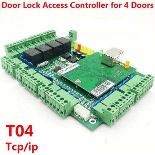 Wiegand Four door Lock Access Controller RFID Card access control board TCP/IP Multi Door Security Access Control System T04