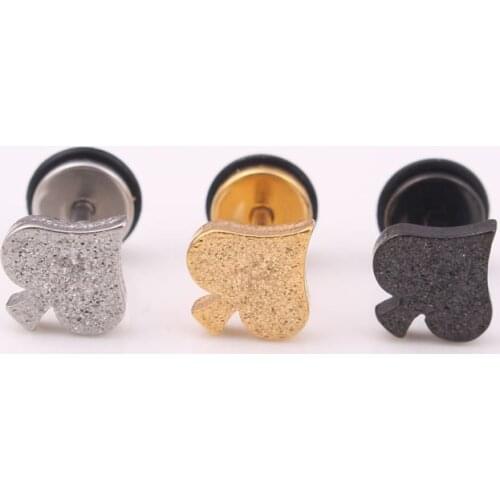 Scrub spade Heart Stainless steel Stud Earring For Women Fashion Classic Ear Jewelry Gifts 2 pieces Dropshipping