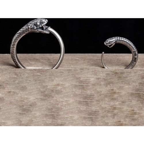 Genuine 925 Sterling Silver Snake Animal Rings Simple Open Rings Designer Fashion Jewelry For Women Men Opening Adjustable Ring