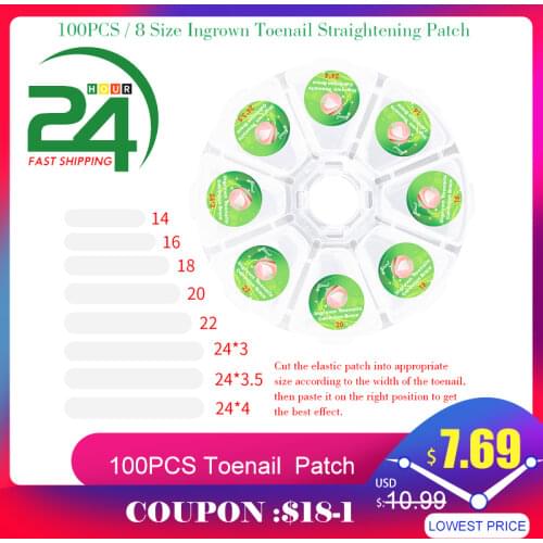 100PCS Ingrown Toenail Straightening Patch Toe Nail Correction Tool Nail Treatment Elastic Patch Sticker Toenail Correction