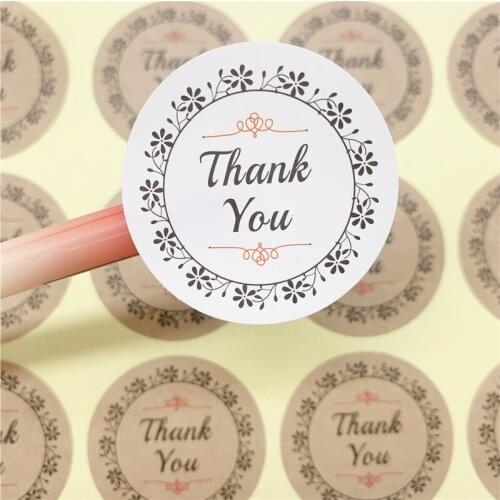 1200pcs/lot high quality Scrapbooking Paper DIY Gift Sticker garland with thank you Kraft Stickers for Packaging Decorations