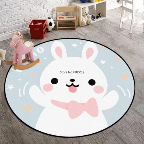 150cm Cartoon Cute Bow Tie White Rabbit Living Room Bedroom Hanging Basket Chair Non-slip Round Mat Carpet Customization