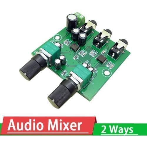 2 Ways Stereo Mixer Board Audio Source Reverberator Driver headphone volume control Power amplifier Signal Mixing Board Output