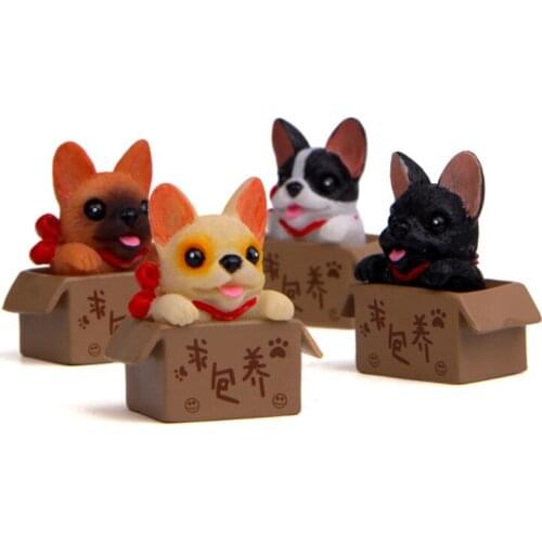 4pcs/lot 3cm Zakka Seeking Nurturing Bulldog Toys Japanes Seeking Nurturing Puppy Resin Action Figure Model Toys Decor Ornaments