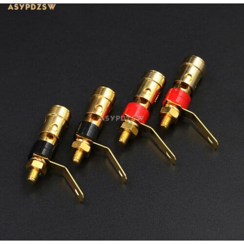 4 PCS Small gold-plated spring terminal M4 Push-type spring posts for Speakers/Power amplifiers