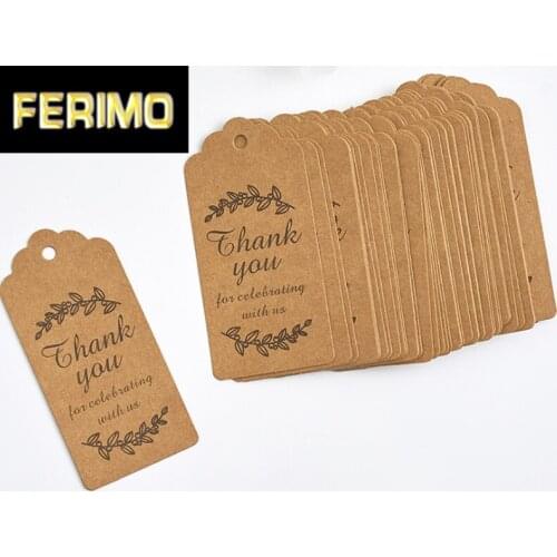 50Pcs/Lot 9.5x4.5cm Gift Tags Thank You for celebrating with us Label Paper Tags Hang Labels for wedding/birthday/party Favors