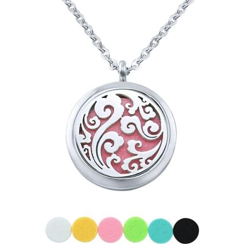 6 Free pads cloud perfume locket oil diffuser stainless steel necklace for women men aromatherapy felt pad solid perfume 316l