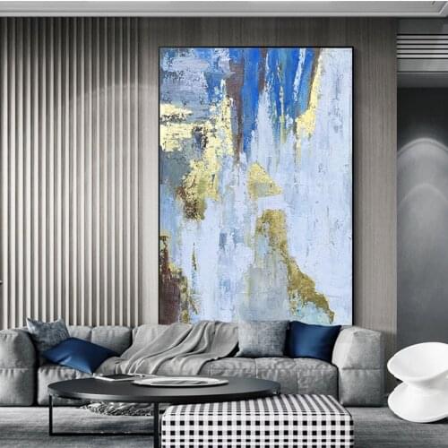 Modern Nordic style pure handmade gold foilabstract oil painting on cavnas wall art pictures poster for living room sofa bedroom