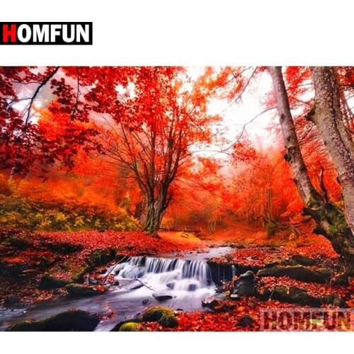 HOMFUN Full Square/Round Drill 5D DIY Diamond Painting "Maple forest" 3D Diamond Embroidery Cross Stitch Home Decor A19311