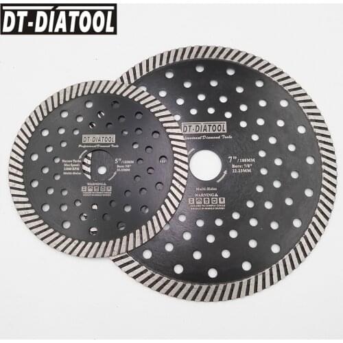 DT-DIATOOL 2pcs Dia 125+180mm Diamond Blades Narrow Turbo Multi Hole Saw Blade for Granite Marble Cutting Disc Bore 22.23mm