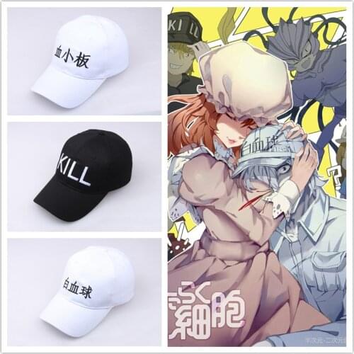 Anime GIRL BOY Hataraku Saibou Cells at Work Baseball Cap Visor Sun Embroidery Hat Snapback Cosplay BLACK Props