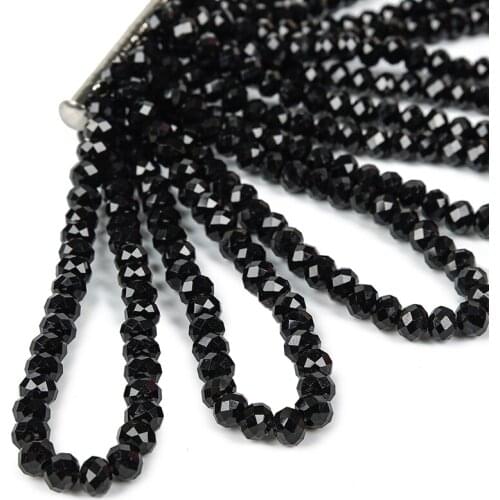 The shiny Black Glass Beads Selectable Size 4*6mm For DIY Black Glass Multi-layer Bracelet 7.5inch Making Design wholesale H61