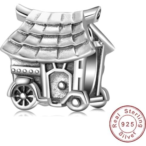 Cyue European S925 Sterling Silver DIY Charm Beads Dangle House Car Cabin For Women Bangle Bracelet Necklace Jewelry P1263