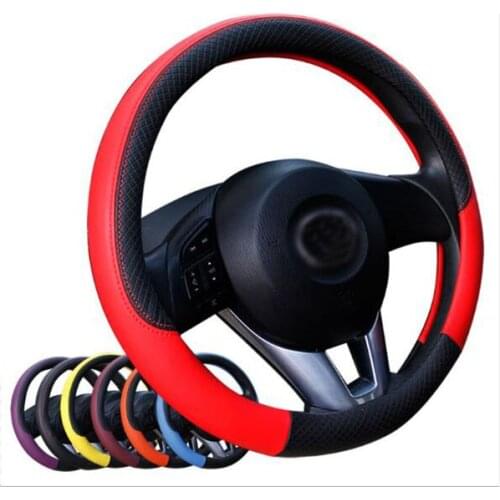 Steering wheel cover PU leather sports design steering wheel cover car interior accessories car shape four seasons universal