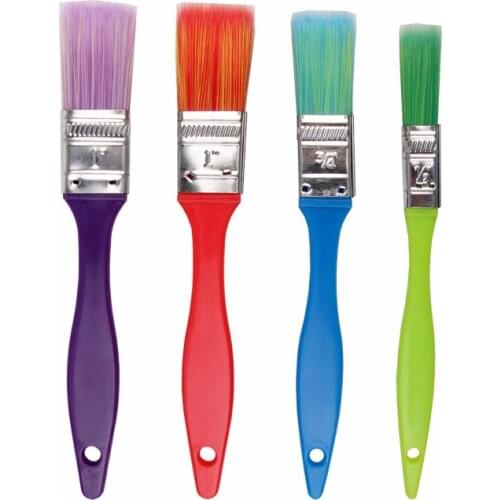 Colored children nylon hair plastic handle brush DIY Early childhood education drawing paint pigment 4 pcs/sets