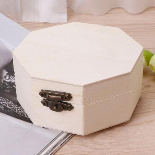 Elegant Octagon Wooden Jewelry Box Makeup Organizer Crafts Toys Storage Case