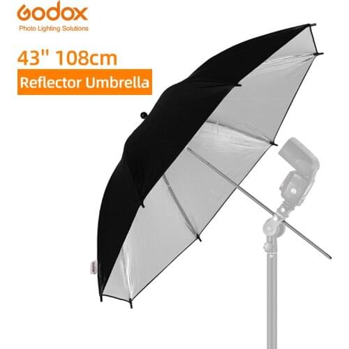 Godox 43" 108cm Reflector Umbrella Photo Studio Flash Light Grained Black Silver Umbrella