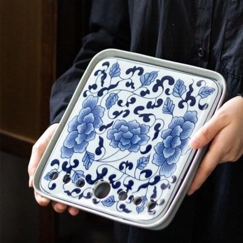 Ceramic Tea Tray Small Tea Table Household Water Storage Tea Tray Kung Fu Tea Set Bamboo Tea Tray Japanese Tea Tray Tea Table