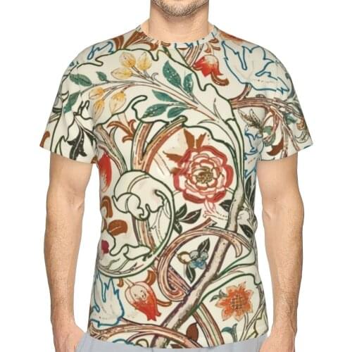 William Morris Fabric Tshirt Funny Polyester Short Sleeve T Shirt Printed Basic T-Shirt Men Plus size