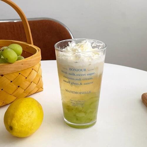 Blue Letter Coffee Cup Drink Glass Latte Beer Drink Water Cup Simple Drink With Large Capacity